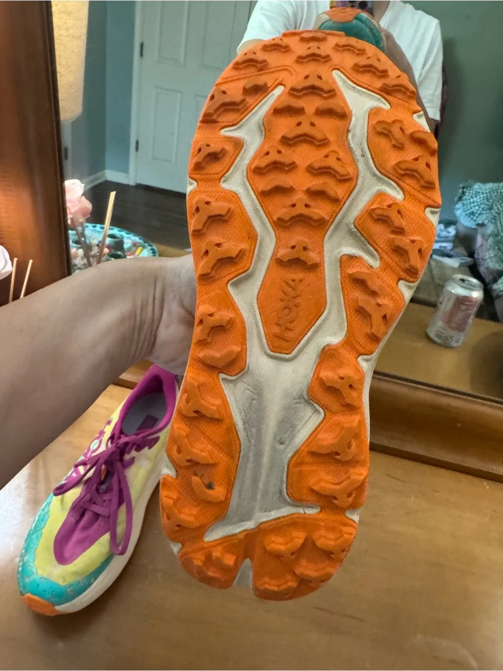 HOKA Speedgoat W 6.5 Kids 6 Trail Running Shoes Flower Nectar Neon Tangerine